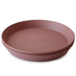 Ollie bebe Mushie Dinner Plate - Round - Woodchuck