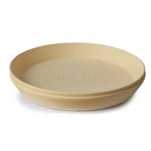 Ollie bebe Mushie Dinner Plate - Round - Pale Daffodil