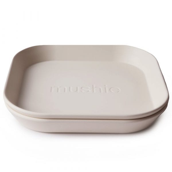 Ollie bebe Mushie Dinner Plate - Square - Ivory