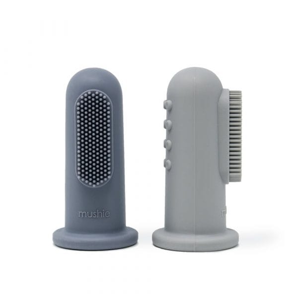 Ollie bebe Mushie Finger Toothbrush / Οδοντόβουρτσα χεριού - Stone/Tradewinds