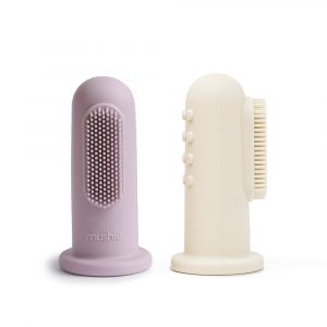 Ollie bebe Mushie Finger Toothbrush / Οδοντόβουρτσα χεριού - Soft Lilac/Ivory