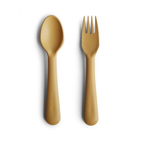 Ollie bebe Mushie Fork & Spoon / Πιρούνι & κουτάλι - Mustard
