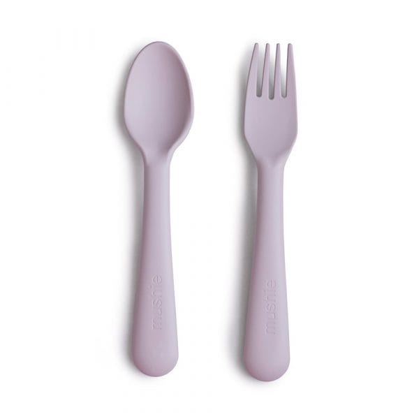Ollie bebe Mushie Fork & Spoon / Πιρούνι & κουτάλι - Soft Lilac