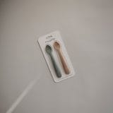 Mushie Silicone Feeding Spoons / Κουτάλια σιλικόνης 2-Pack - Cambridge Blue/Shifting Sand - Image 2