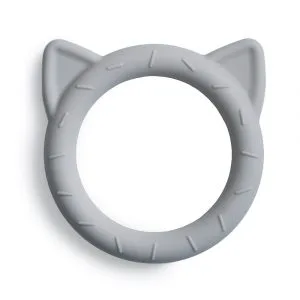 Ollie bebe Mushie Teether - Cat - Stone