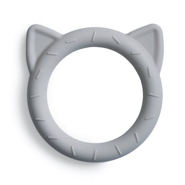 Ollie bebe Mushie Teether - Cat - Stone