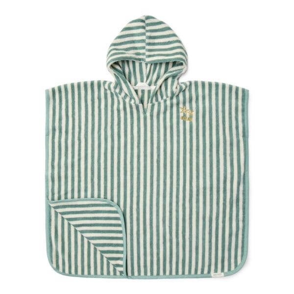 Ollie bebe LITTLE DUTCH. Παιδικό πόντσο Seashells and Stripes Surf Blue