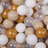 MeowBaby® Baby Foam Round Ball Pit / Μπαλοπισίνα 90x30cm with 200 Balls 7 Certified, Velvet, Marsala Red: Gold/Beige/White/Transparent - Image 6