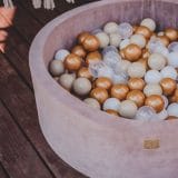 MeowBaby® Baby Foam Round Ball Pit / Μπαλοπισίνα 90x30cm with 200 Balls 7 Certified, Velvet, Marsala Red: Gold/Beige/White/Transparent - Image 5