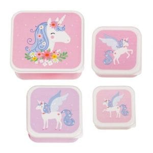 Ollie bebe A little lovely company Σετ 4 δοχεία φαγητού Lunch & Snack Box Unicorn