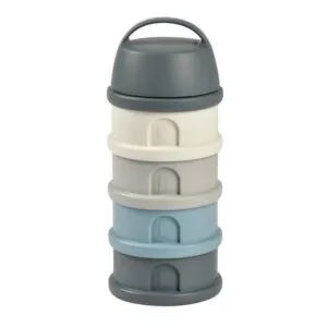 Ollie bebe BEABA Milk Container 4 Compartments - Mineral Grey/Blue