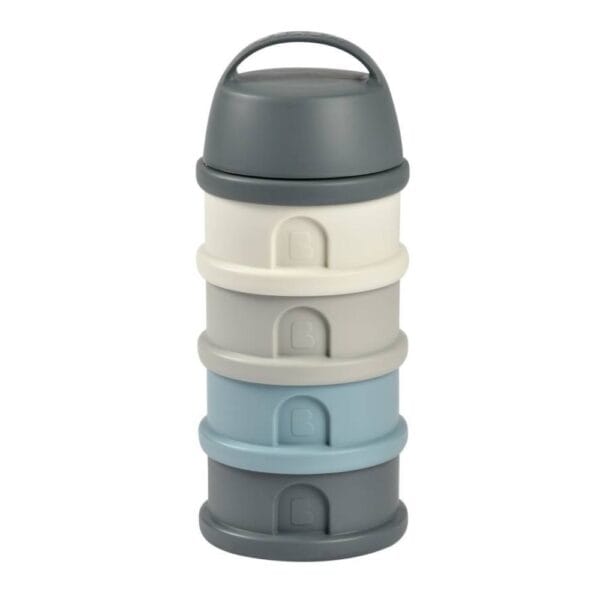 Ollie bebe BEABA Milk Container 4 Compartments - Mineral Grey/Blue