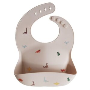 Ollie bebe Mushie Silicone Bib - Dinosaurs