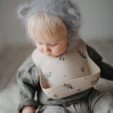 Mushie Silicone Bib - Lilac Flowers - Image 2