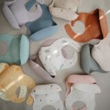 Mushie Silicone Bib - Lilac Flowers - Image 4