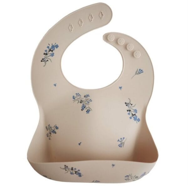 Ollie bebe Mushie Silicone Bib - Lilac Flowers