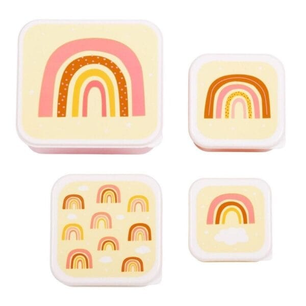 Ollie bebe A little lovely company Σετ 4 δοχεία φαγητού Lunch & Snack Box Rainbows