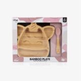 Ollie bebe Bamboo Plate & spoon- Unicorn + with suction
