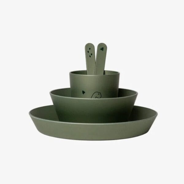 Ollie bebe Bio-Based Tableware set - Dino Green