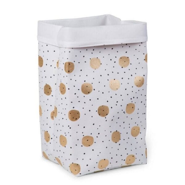 CHILDHOME Canvas Box 32x32x60 - White Gold Dots