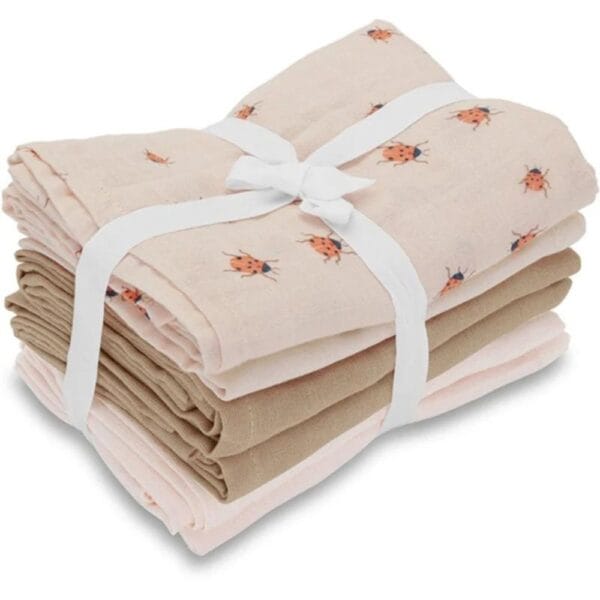 Ollie bebe Vanilla COPENHAGEN Muslins 6-Pack Ladybug