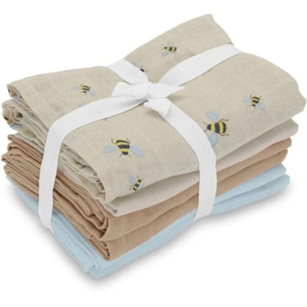 Ollie bebe Vanilla COPENHAGEN Muslins 6-Pack Honeybee