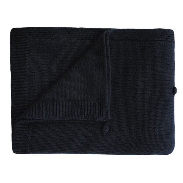 Ollie bebe Mushie Knitted Baby Blanket - Textured Dots Dark Navy