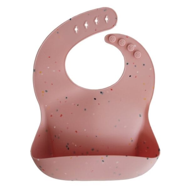 Ollie bebe Mushie Silicone Bib - Powder Pink Confetti