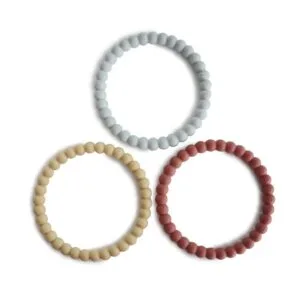Ollie bebe Mushie Pearl Teether Bracelets 3-Pack - Mellow/Terracotta/Periwinkle
