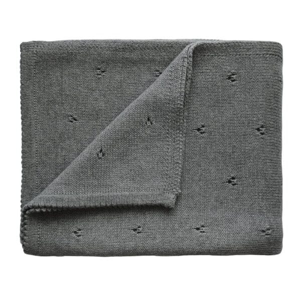Mushie Knitted Baby Blanket / Κουβέρτα - Pointelle Gray Melange