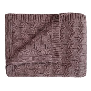 Ollie bebe Mushie Knitted Baby Blanket - Honeycomb Desert Rose