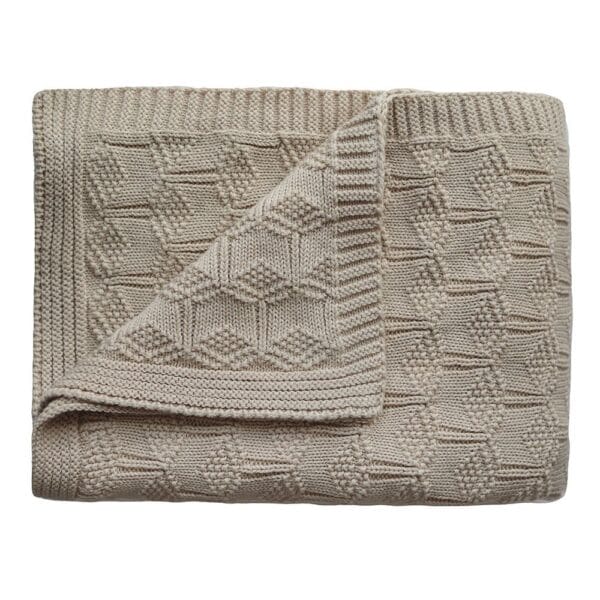 Ollie bebe Mushie Knitted Baby Blanket - Honeycomb Beige