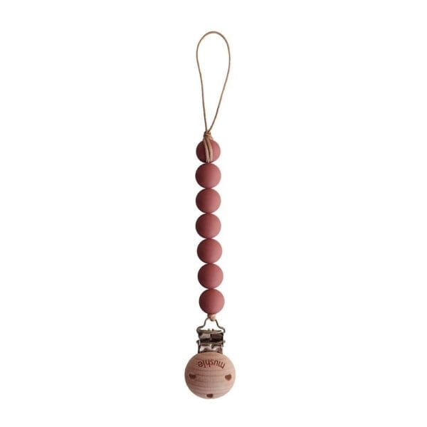 Ollie bebe Mushie Pacifier Clips - Halo Redwood