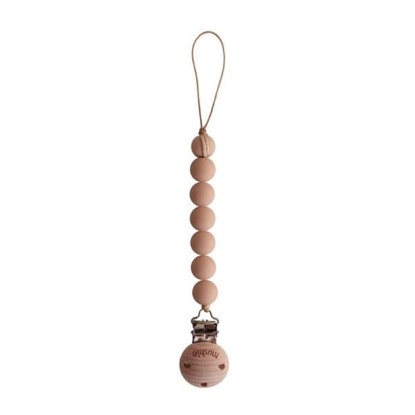 Ollie bebe Mushie Pacifier Clips - Halo Pale Taupe