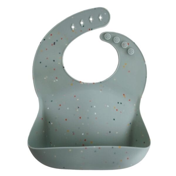 Ollie bebe Mushie Silicone Bib - Cambridge Blue Confetti