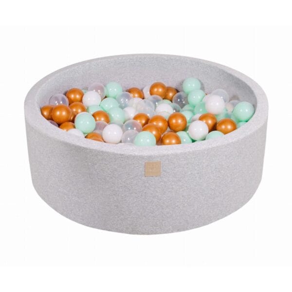 Ollie bebe Round Ball Pit with 200 balls, 90x30cm, Light Grey, Cotton