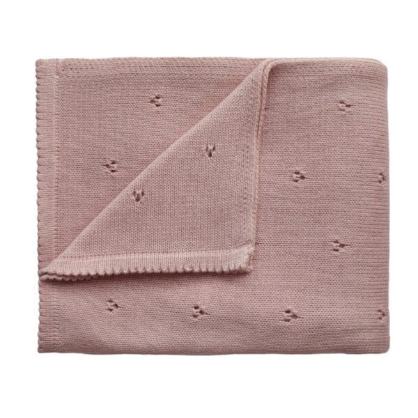 Ollie bebe Mushie Knitted Baby Blanket - Pointelle Blush