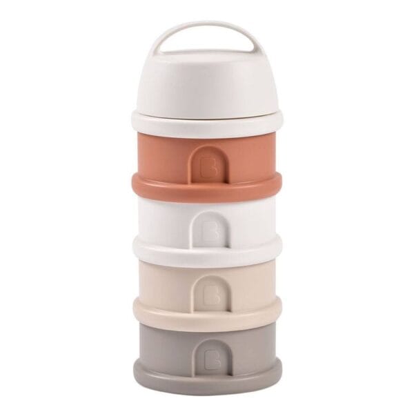 BEABA Milk Container 4 Compartments - CottonWhite/Terracotta