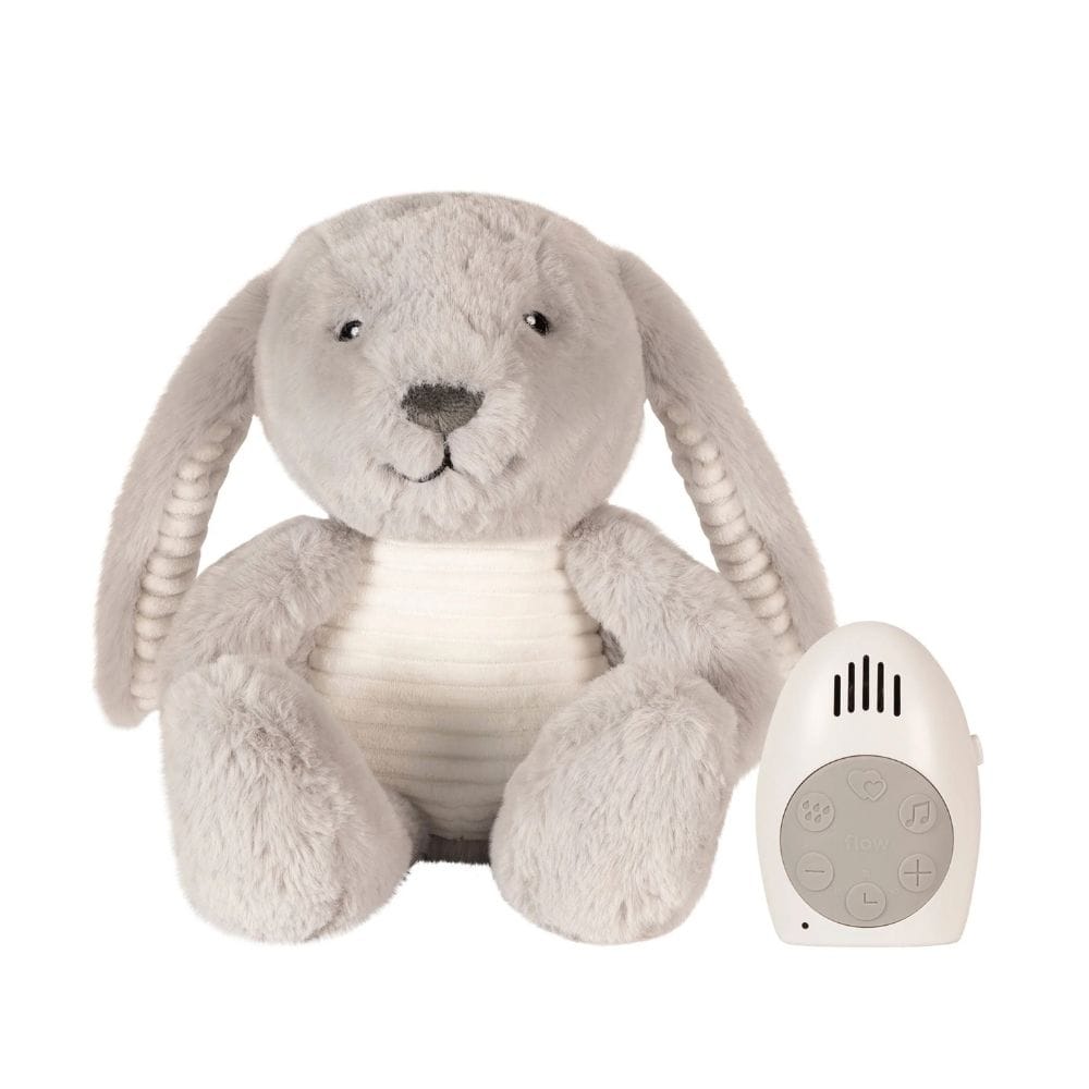 Ollie bebe FLOW. Υφασμάτινο λαγουδάκι Milo με λευκούς ήχους & μουσική (απαλό γκρι)