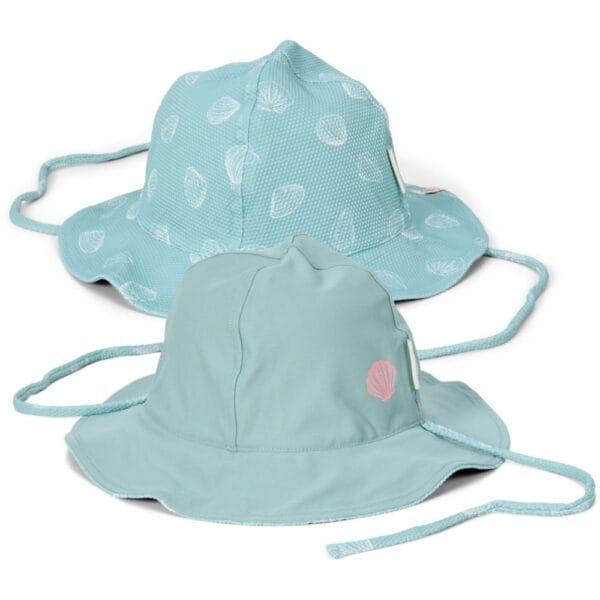 Ollie bebe LITTLE DUTCH. Παιδικό καπέλο ήλιου διπλής όψης Ocean Treasures Surf Blue