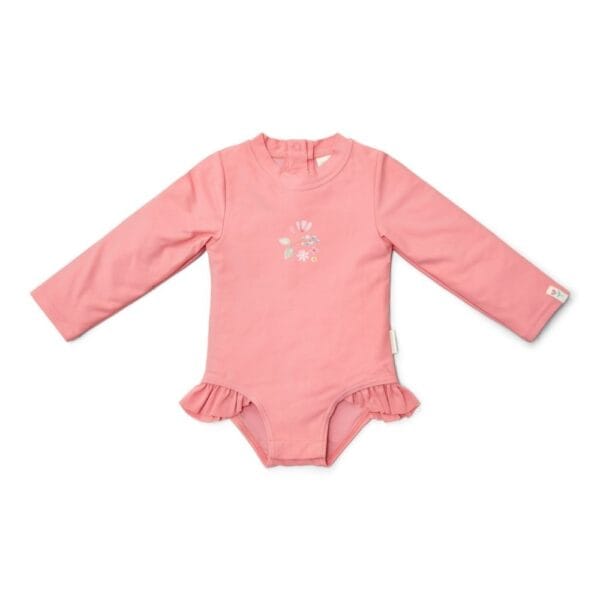 Ollie bebe LITTLE DUTCH. Ολόσωμο μακρυμάνικο μαγιό για κορίτσια Sunny Flowers Rouge