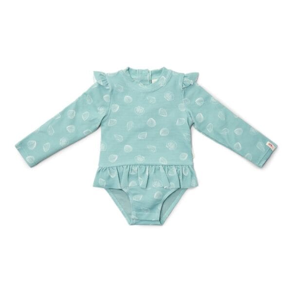Ollie bebe LITTLE DUTCH. Ολόσωμο μακρυμάνικο μαγιό για κορίτσια Ocean Treasures Surf Blue