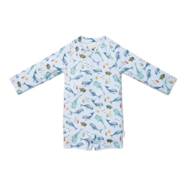 Ollie bebe LITTLE DUTCH. Ολόσωμο μακρυμάνικο μαγιό Ocean Sea Life Multi-colour