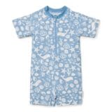 Ollie bebe LITTLE DUTCH. Ολόσωμο κοντομάνικο μαγιό Sea Life Ocean Blue