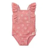 Ollie bebe LITTLE DUTCH. Ολόσωμο μαγιό με βολάν Ocean Treasures Pink