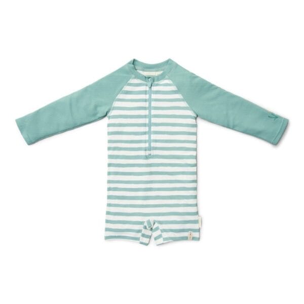 Ollie bebe LITTLE DUTCH. Ολόσωμο μακρυμάνικο μαγιό Stripes Surf Blue