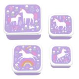 Ollie bebe A little lovely company: Σετ 4 δοχεία φαγητού Lunch & Snack Box - Unicorn Dreams