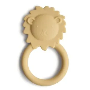 Ollie bebe Mushie Teether - Lion - Soft Yellow