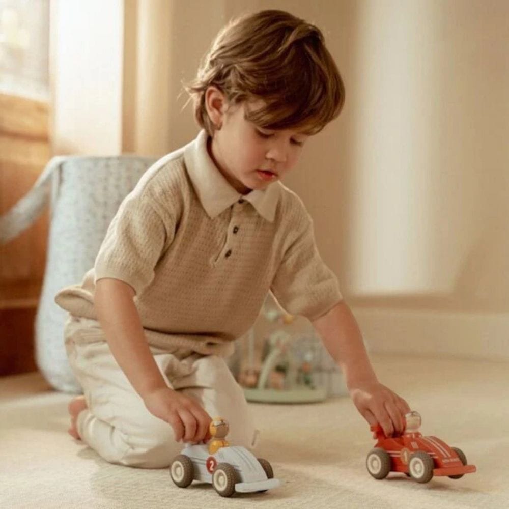 LITTLE DUTCH. Ξύλινα αγωνιστικά αυτοκινητάκια pull-back FSC - Image 2