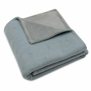 Ollie bebe Jollein Blanket Cradle 75x100cm Cosy Knit - Sea Green/Velvet